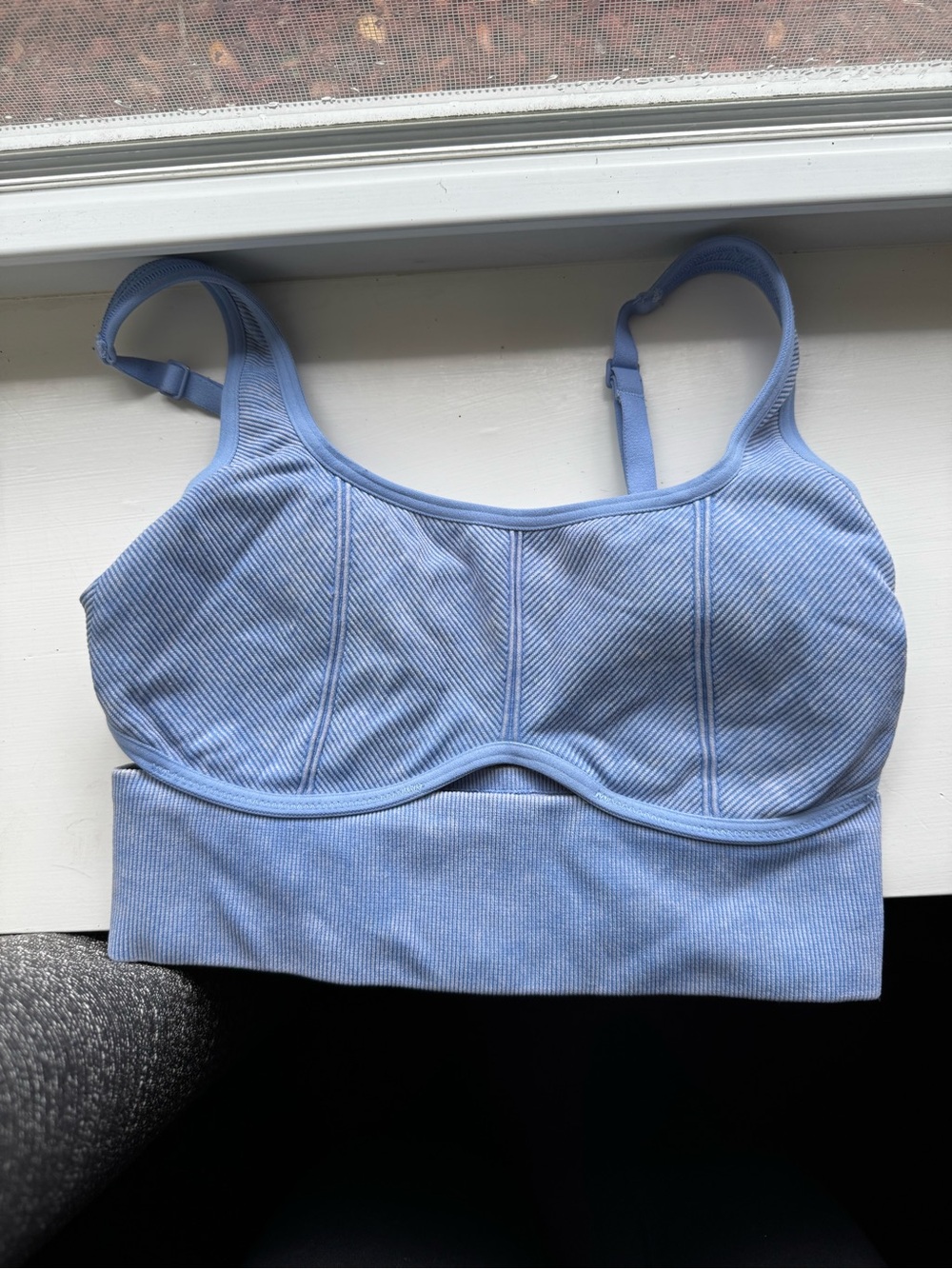 Offline by Aerie Light Blue Ribbed Scoop-Neck Bralette